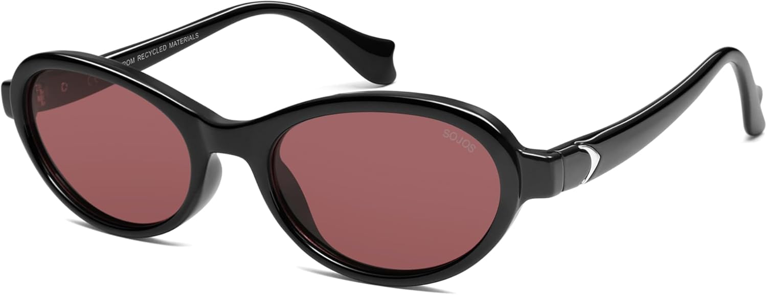 

Солнцезащитные очки SOJOS Ocean Collection Polarized Retro Oval Small для женщин, оправа из переработанного пластика, экологичные, защита от УФ-излучения UV400, модель Echo, Black/Burgundy