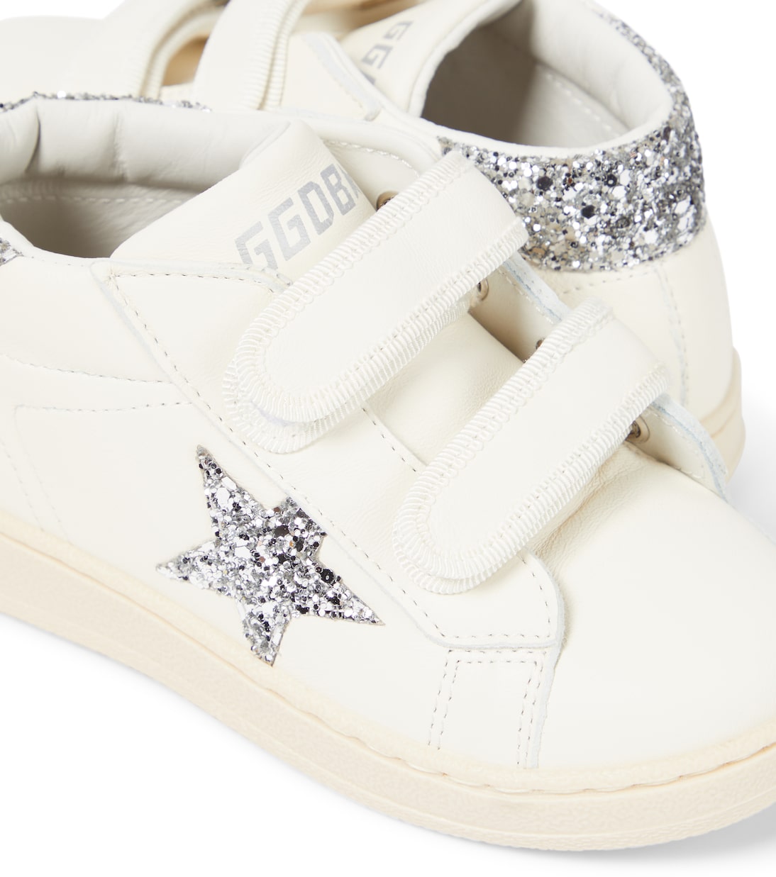 Кожаные кроссовки Baby June Golden Goose Kids, Optic White/Silver — фото 4