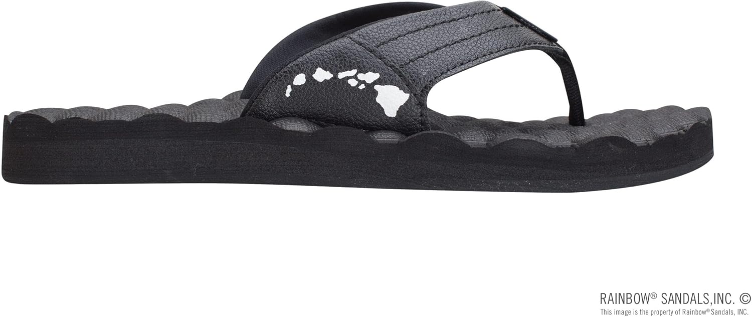 Мужские резиновые сандалии Rainbow Sandals Holoholo с одним слоем, черный — фото 4