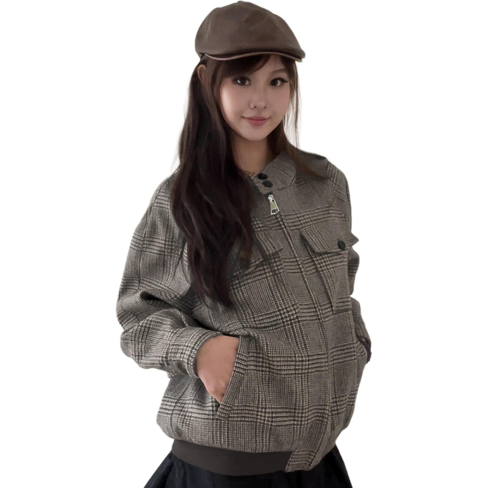 

NEVER RULE Куртка Unisex Khaki Stand Collar Moderate Workwear
