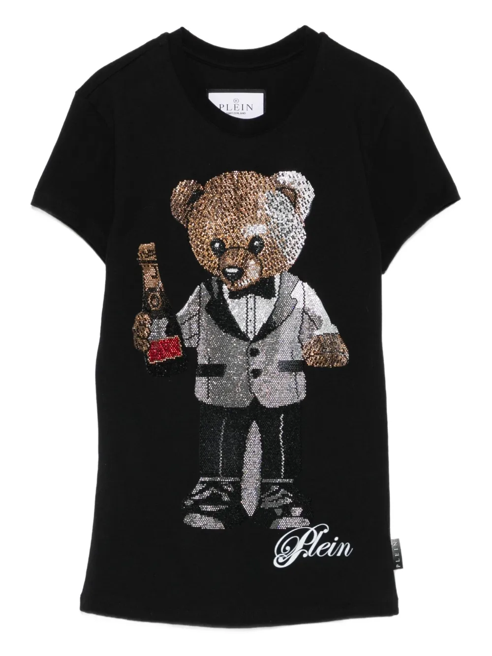 

Хлопковая футболка с изображением медведя Philipp Plein, черный