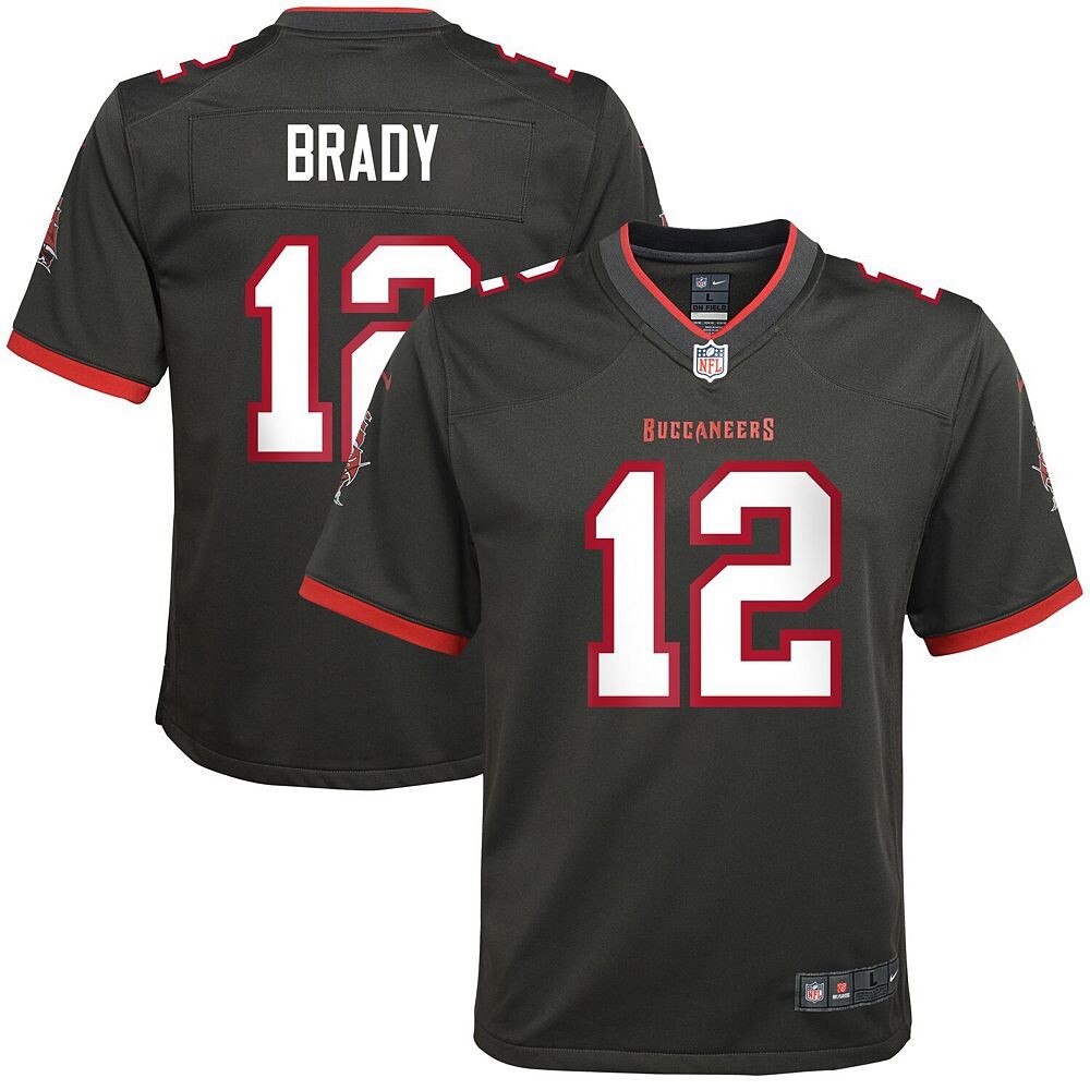 

Молодежная футболка Nike Tom Brady Pewter Tampa Bay Buccaneers Альтернативная игра, цвет Buc Charco