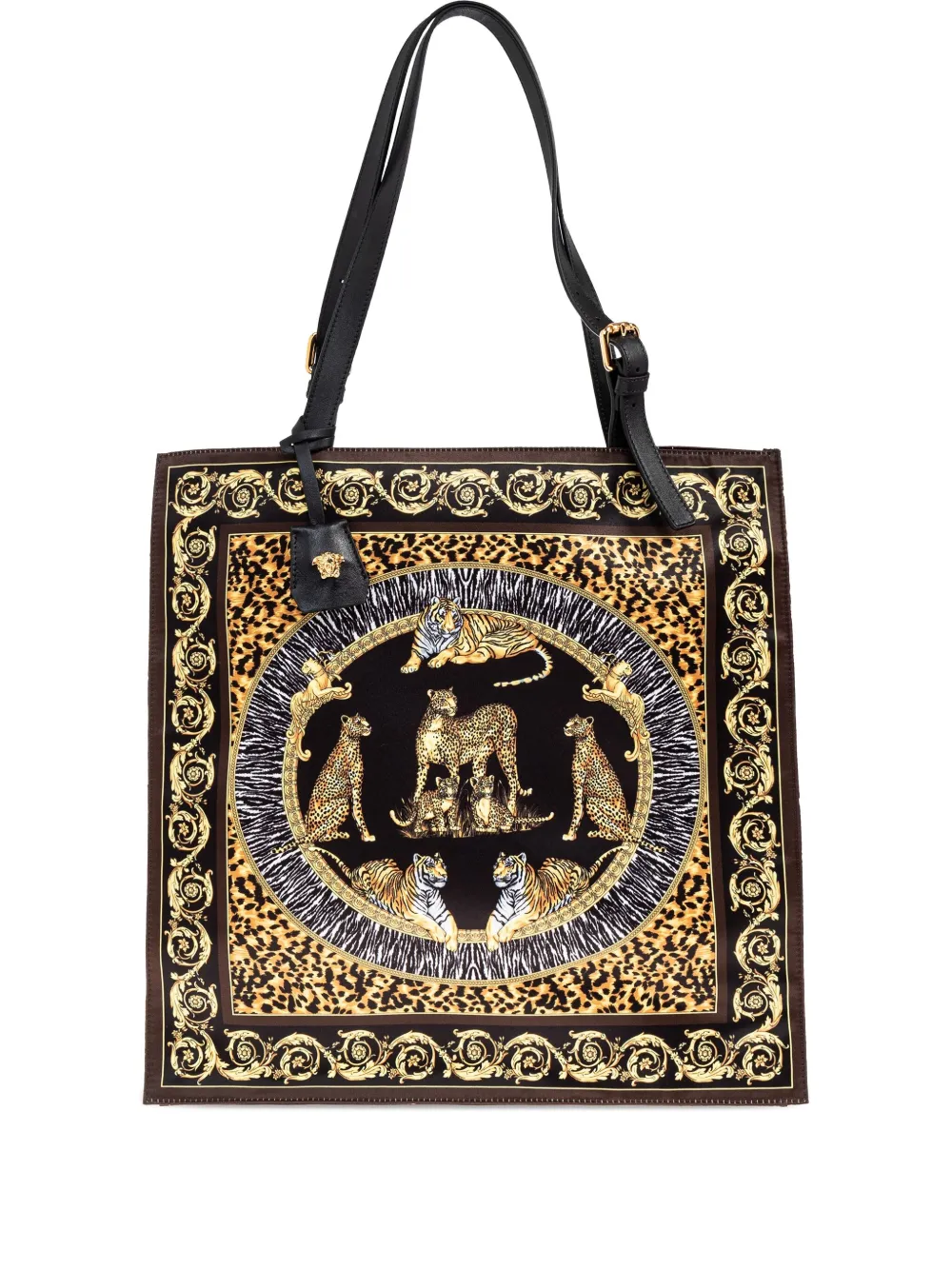 

Сумка-тоут с анималистичным принтом VERSACE, черный