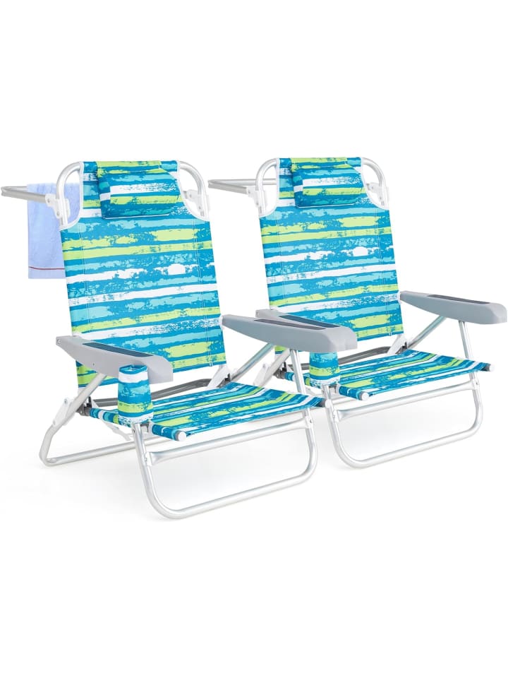 

COSTWAY Комплект из 2 складных кемпинговых стульев зеленого цвета