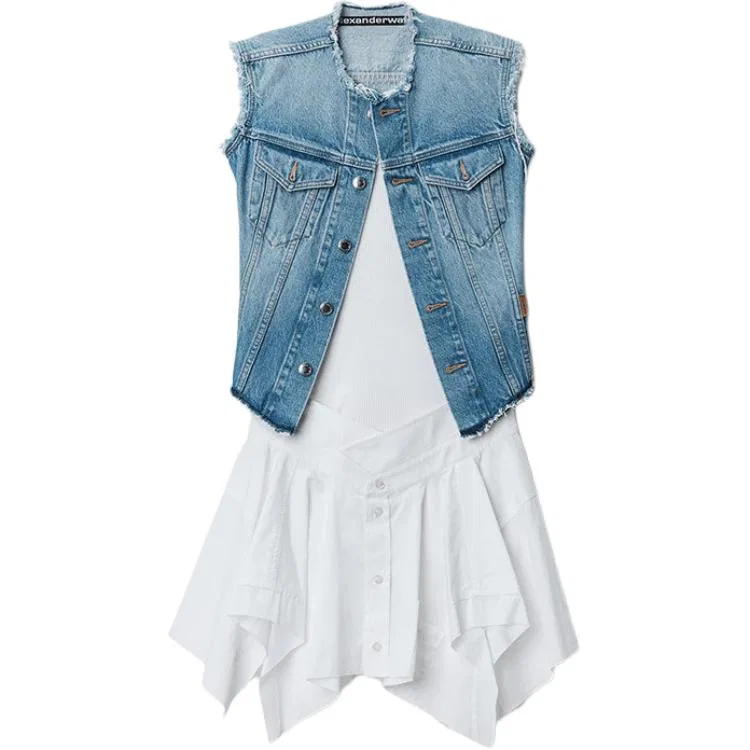 Женское платье без рукавов SS26 Alexander Wang, Vintage Marble Blue