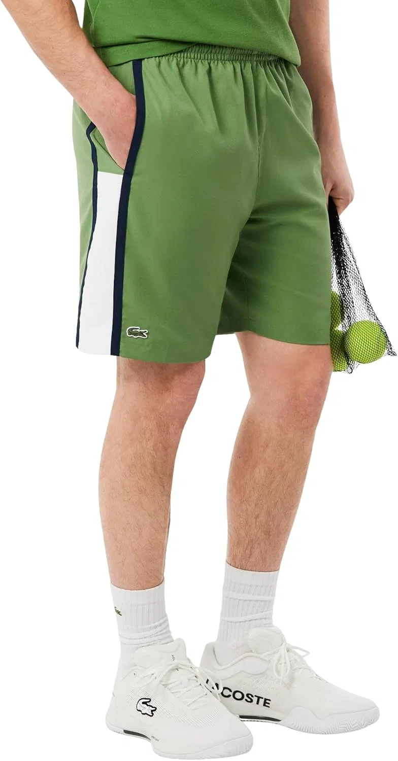 Мужские легкие теннисные шорты Lacoste с цветными полосками — фото 2