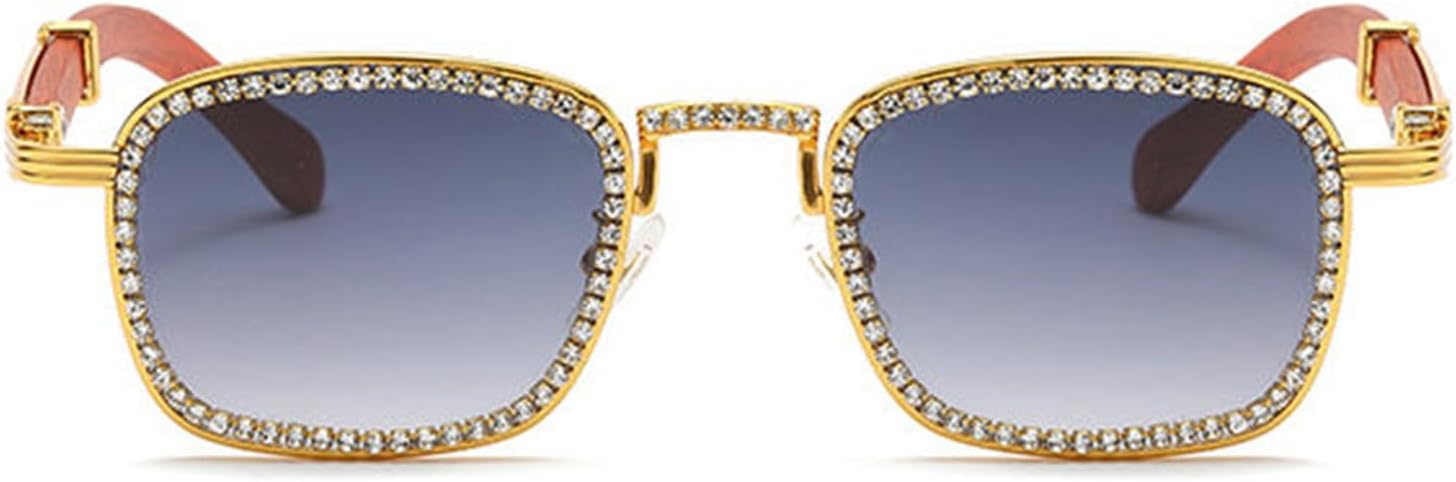 

Солнцезащитные очки Willochra Diamond Square для мужчин и женщин, роскошные дизайнерские, в деревянной оправе, со стразами, в стиле панк, с защитой от УФ-излучения UV400, Gary