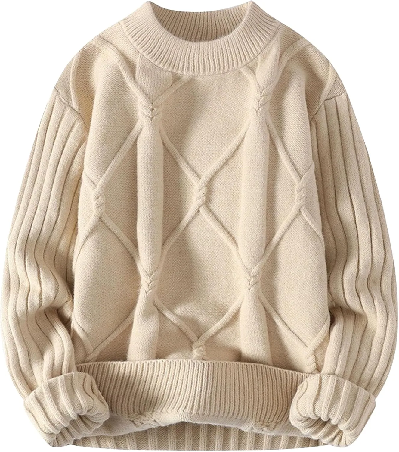 Мужской свитер Casual Cable Knit Pullover Slim Crewneck