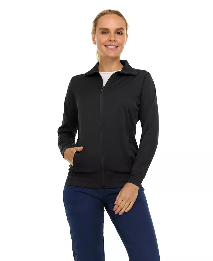 

Женская медицинская куртка, куртка медсестры на молнии спереди, утеплённое пальто из ткани, растягивающейся в 4 стороны, оловянный цвет, размер X L Medichic, черный