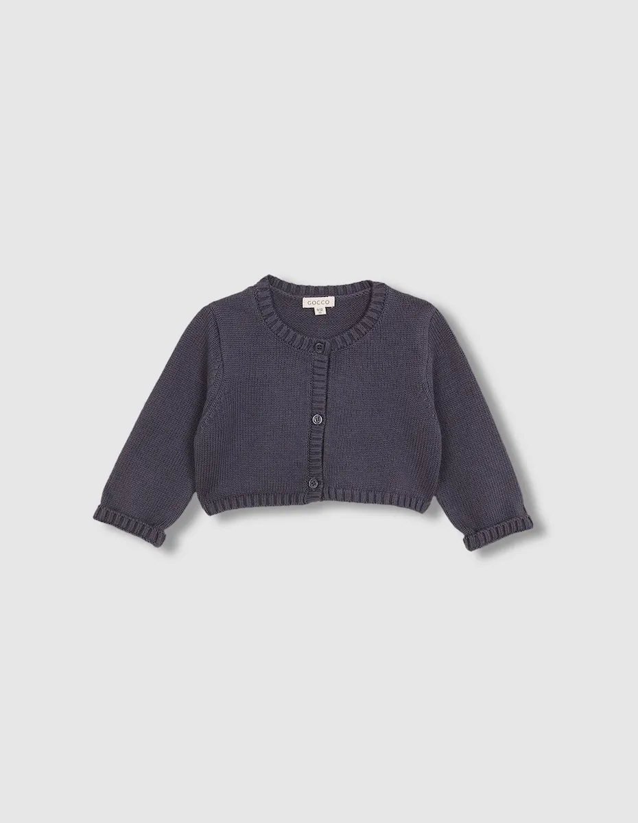 

Базовая короткая детская куртка с пуговицами в тон Gocco, темно-синий