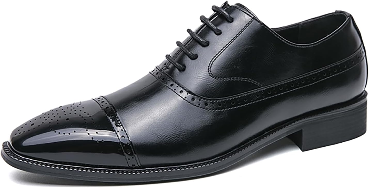 

Мужские броги сшитые из лоскутов кожи, на шнуровке, с массивным каблуком, винтажные остроконечные оксфорды с нескользящей резиновой подошвой, деловая и свадебная обувь Nxnbhsl, черный