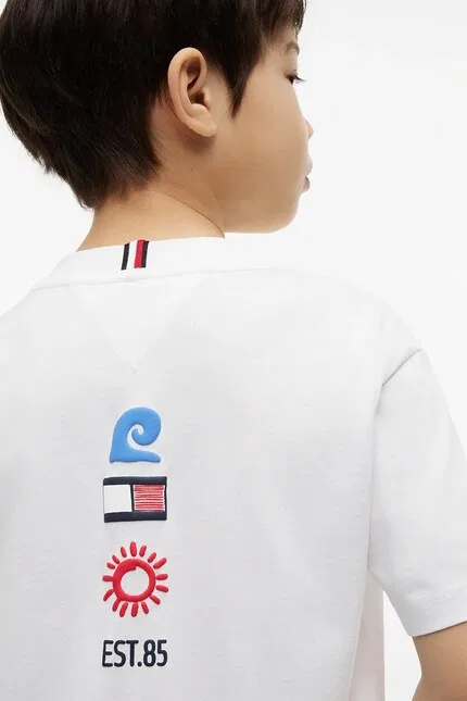 Футболка детская с принтом Tommy Hilfiger, белый — фото 4