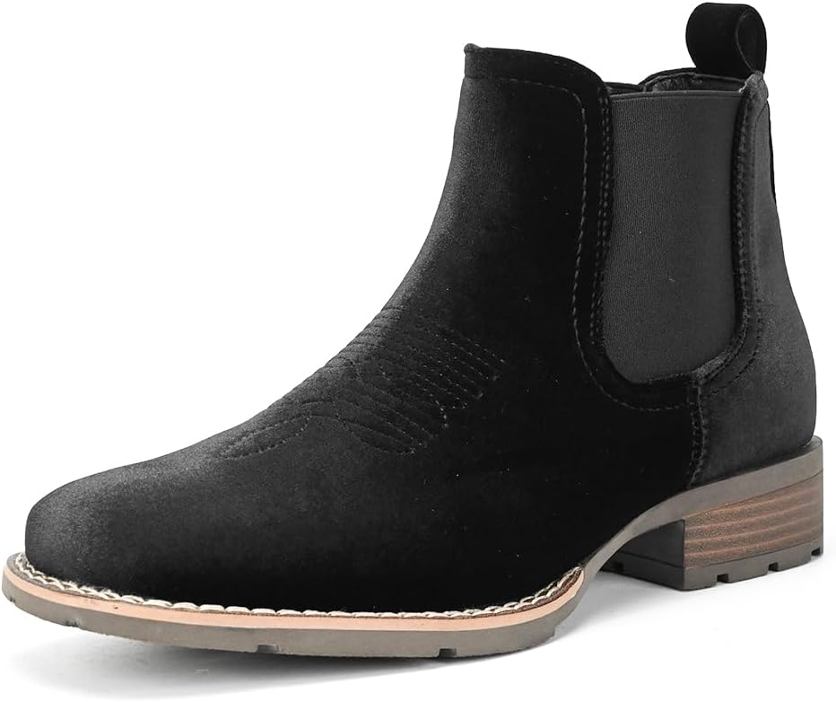 

Ковбойские сапоги для мужчин Западные мужские сапоги Повседневные туфли-слипоны Челси Ретро стильная обувь Weooar, черный