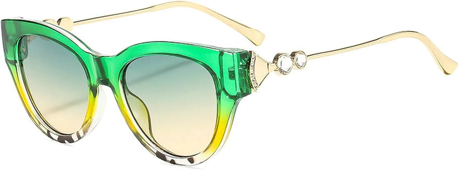 

Модные солнцезащитные очки «кошачий глаз» COTIA 2026 для женщин и мужчин, стильные, с бриллиантовой отделкой, элегантные, для активного отдыха, Green Yellow