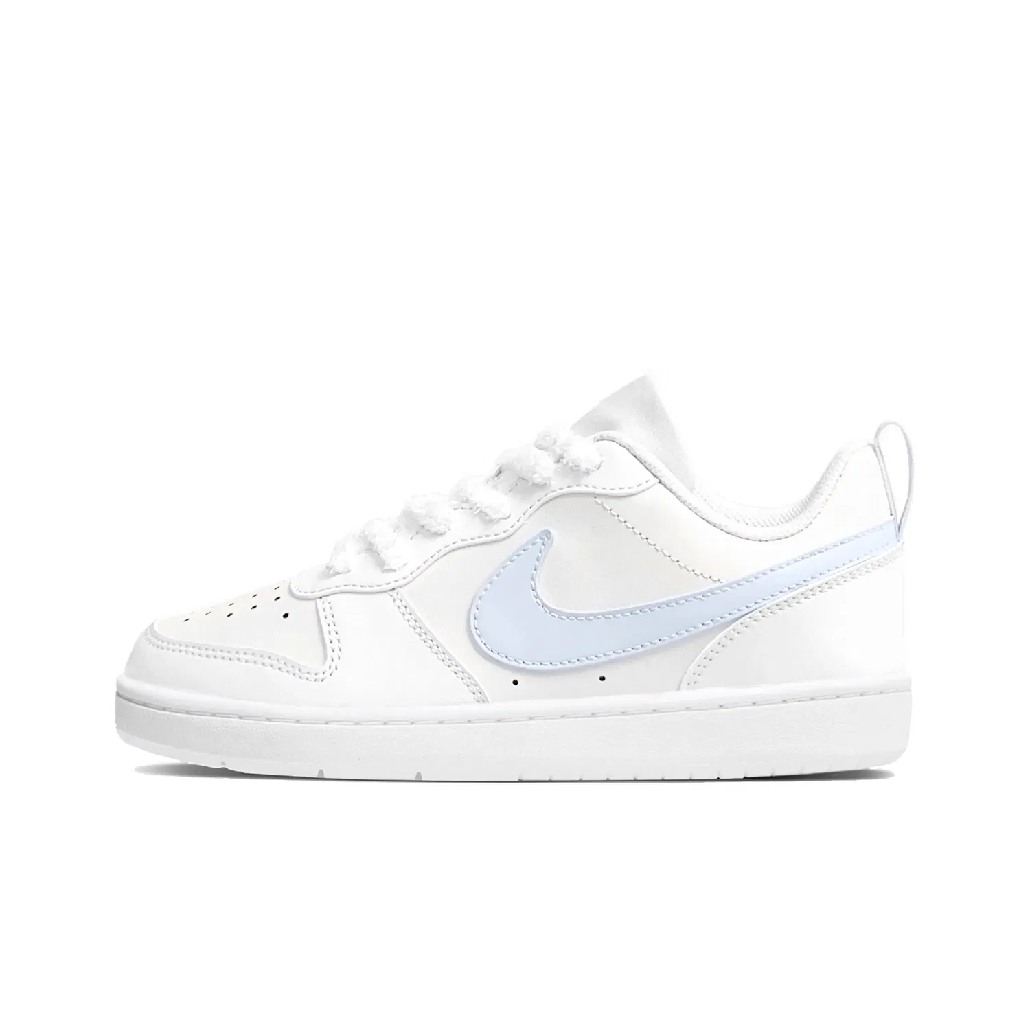 Кроссовки для скейтбординга Court Borough White Jade Ice Blue Leather Slip Resistant Low top Kids' Skateboarding Shoes Light Blue Teenagers Nike