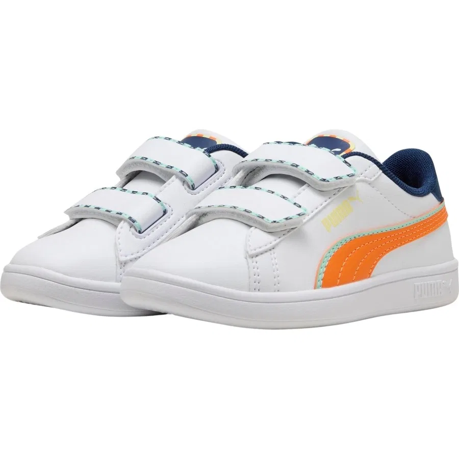 Детские спортивные кроссовки Puma Smash 3.0 Playdate V Ps, Бело-оранжевый — фото 2
