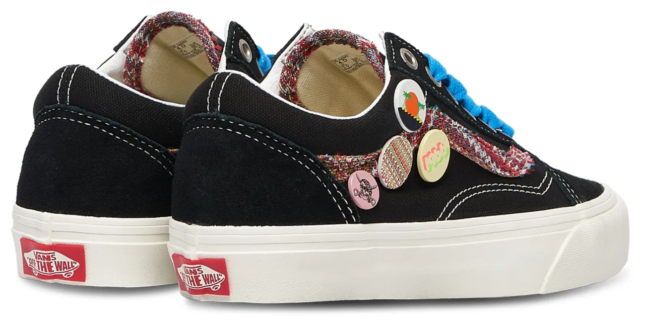 Детские кеды для мальчиков с канвасом и замшей Old Skool Vans, White/Black — фото 4
