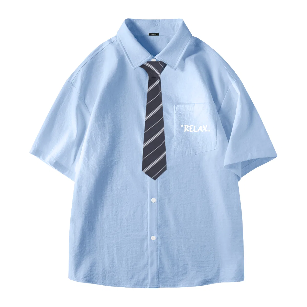 Детская рубашка с воротником MINISO, Light Blue