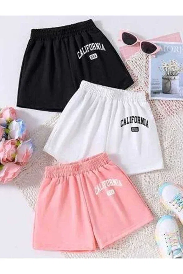Детские шорты для девочек хлопковые Vestir Bien, Black Pink White
