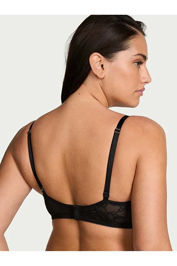 Женское бюстье на косточках с кружевом Bombshell rose lace push-up bra Victoria'S Secret, Black — фото 3