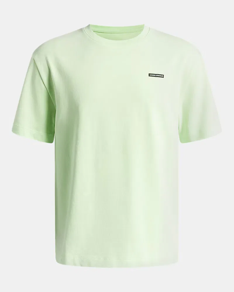Футболка оверсайз для мальчиков с эффектом wash UA Heavyweight Wash UnderArmour, Lumos Lime/White