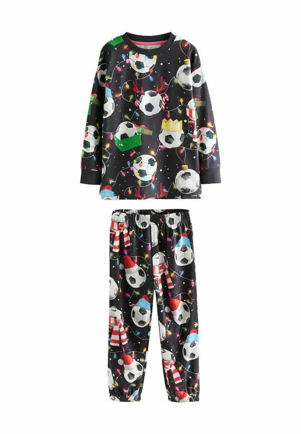 Пижамный комплект хлопок Single Christmas Set Next black/white/red/green football, белый/зеленый