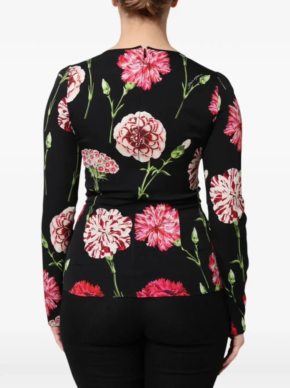 Блузка с длинными рукавами и цветочным принтом DOLCE & GABBANA, черный — фото 3