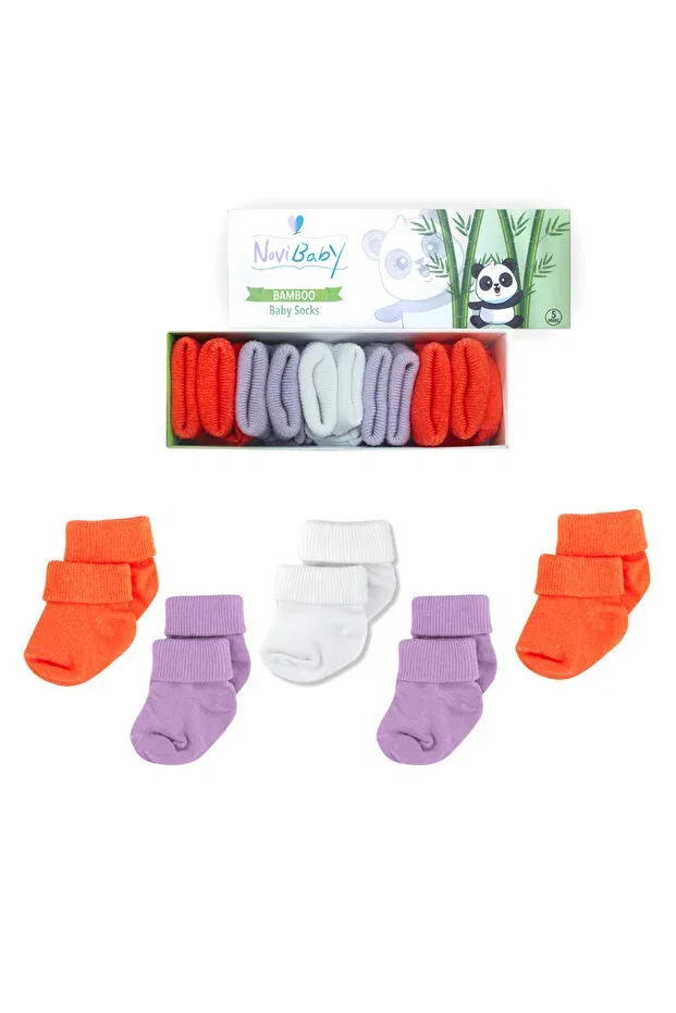 Детские носки для новорожденных хлопковые 5 шт Novibaby, Purple Orange