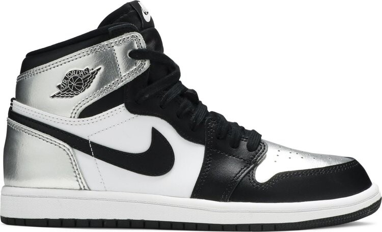 

Кроссовки Air Jordan 1 Retro High OG PS Silver Toe, серебряный, Серый, Кроссовки Air Jordan 1 Retro High OG PS Silver Toe, серебряный