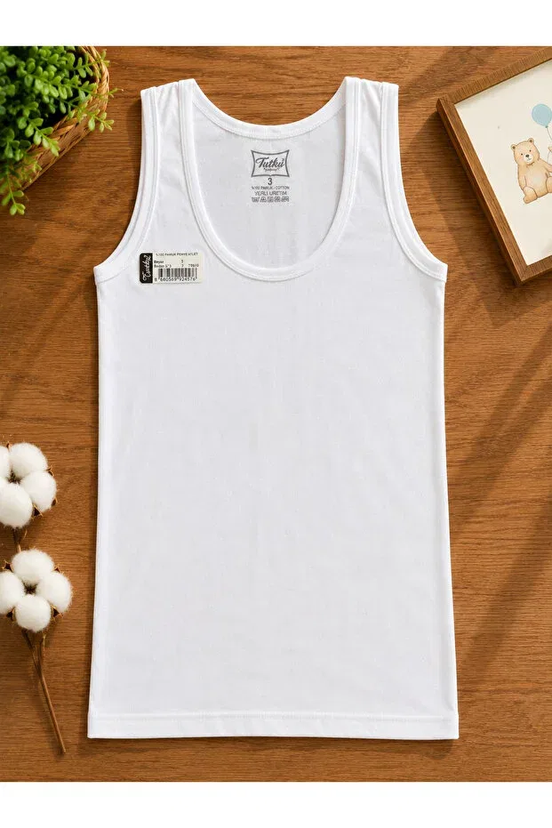 Детское для мальчиков белье с толстыми бретелями Basics Tutku, White — фото 2