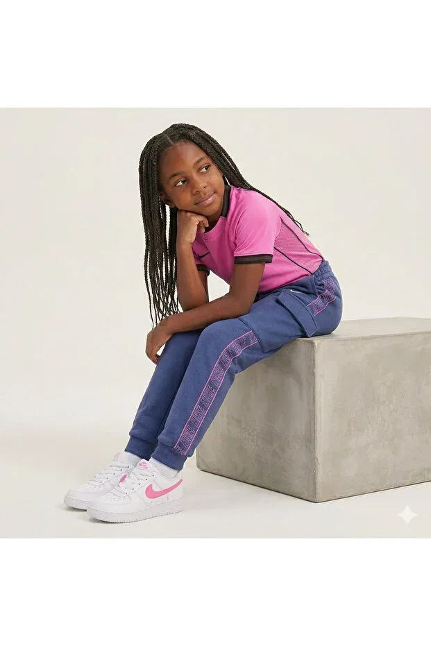 Детские спортивные штаны для девочек карго с эластичным манжетом Nike, Blue — фото 3