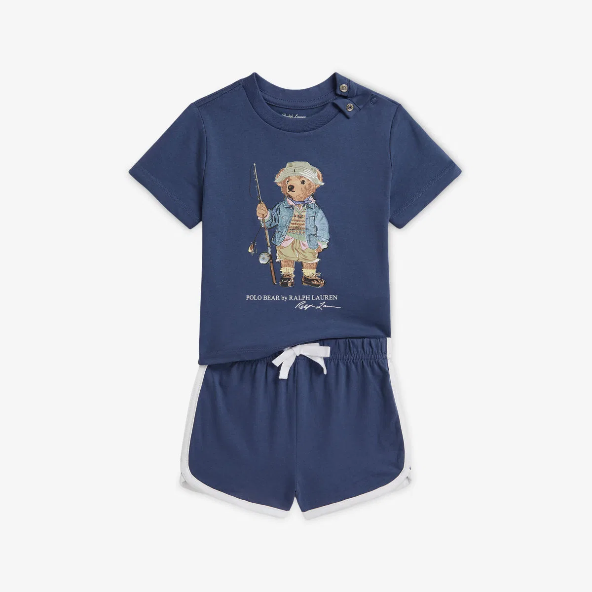 Детский комплект из хлопковой футболки и шорт с фирменным принтом Polo Ralph Lauren