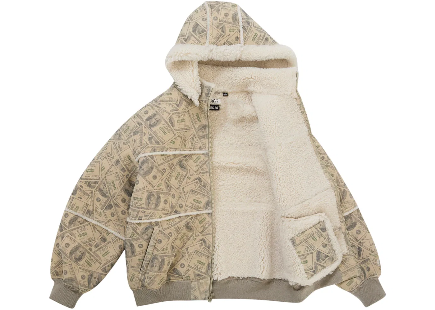 Мужская куртка-бомбер из овчины с капюшоном Jacket Supreme, White — фото 2