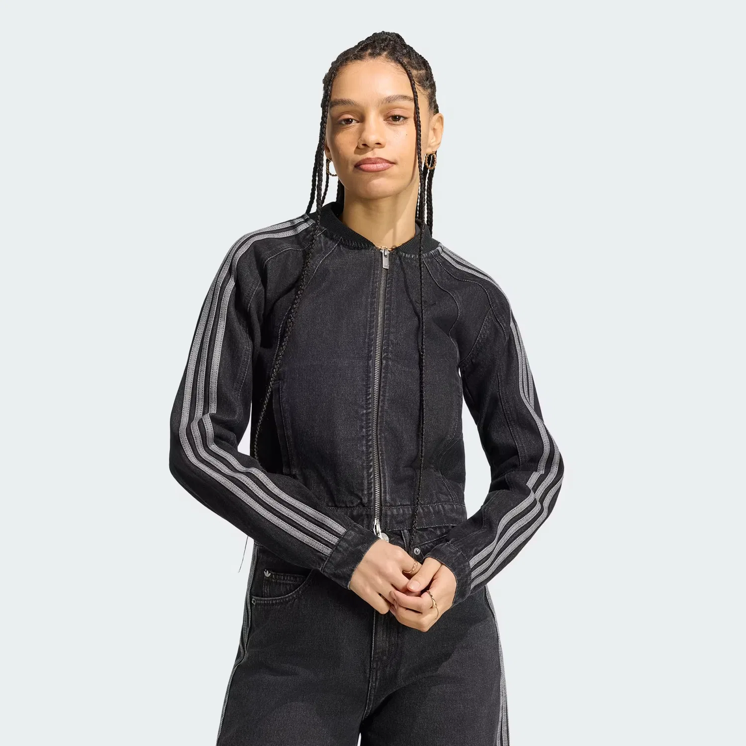 Женская джинсовая куртка приталенного кроя SST 2.0 Adidas Originals, черный деним