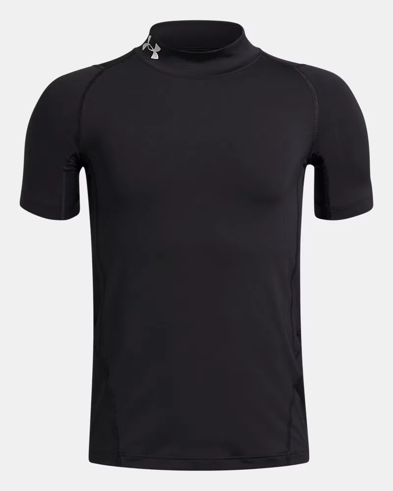 Футболка с коротким рукавом и высоким воротом HeatGear Mock UnderArmour, Black/White — фото 4