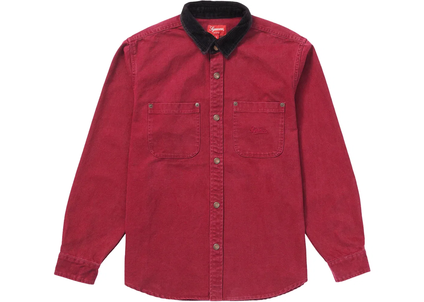 Мужская рубашка с принтом Supreme Script Canvas Snap Shirt, Plum