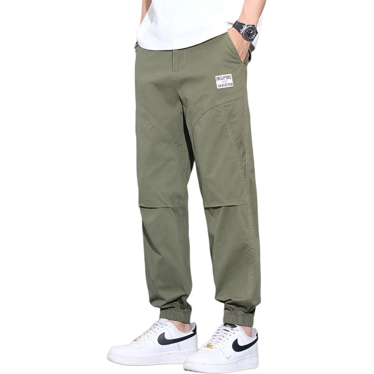Детские повседневные брюки прямого кроя с завышенной талией Tonlion, Army Green