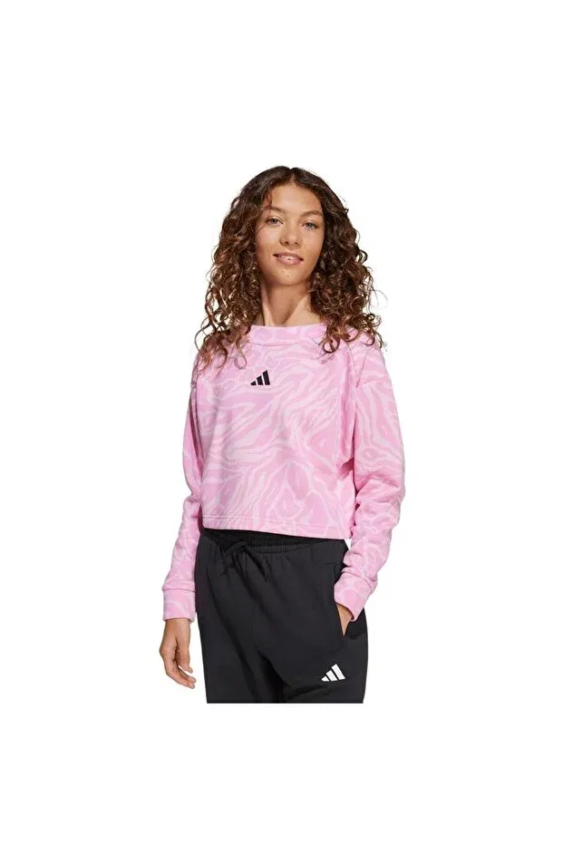 Детские свитшот для девочек с принтом Adidas, Pink — фото 2