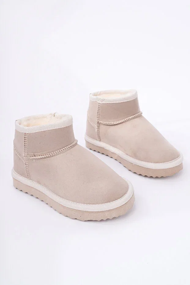 Детские ботинки для девочек с мехом внутри Retro cold-proof children's boots with fur inside Daxtors, Beige — фото 3