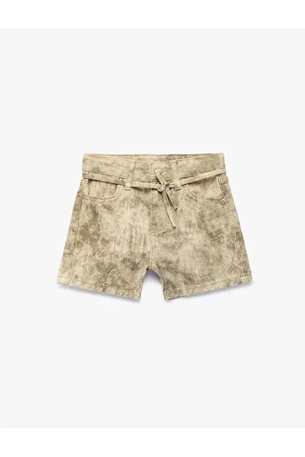 Детские шорты для девочек джинсовые с принтом Koton, Beige Patterned — фото 3