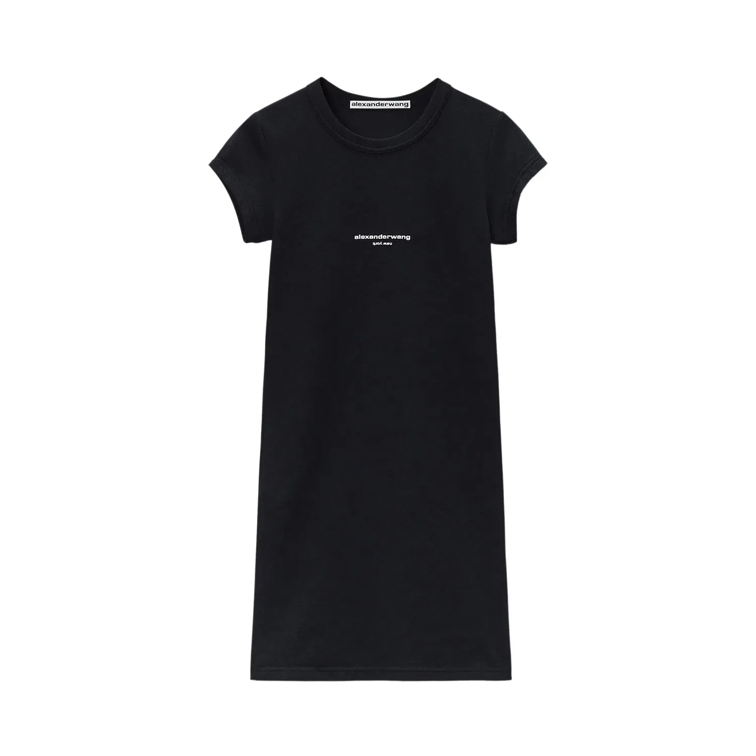 Мини-платье Alexander Wang с короткими рукавами и логотипом, облегающее, черный