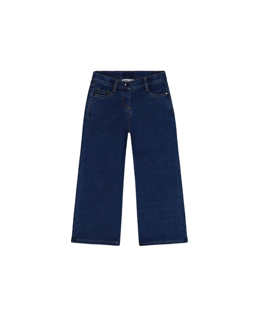 Джинсы-леггинсы с люрексом, широкие, с золотой отстрочкой Deux par Deux, Navy Blue Denim