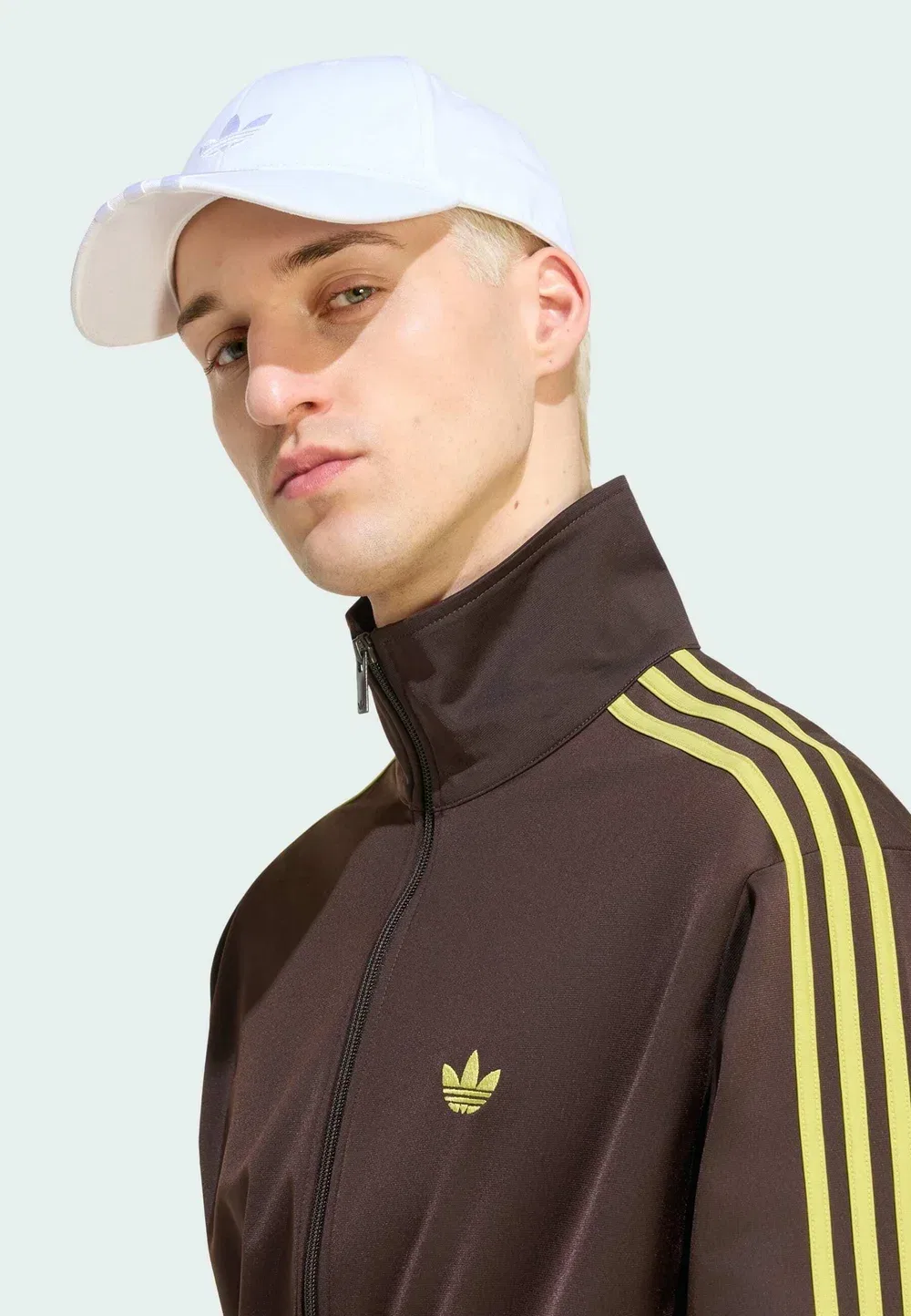 Firebird tt - тренировочная куртка Adidas Originals, Aurora Coffee Preloved Lime — фото 3