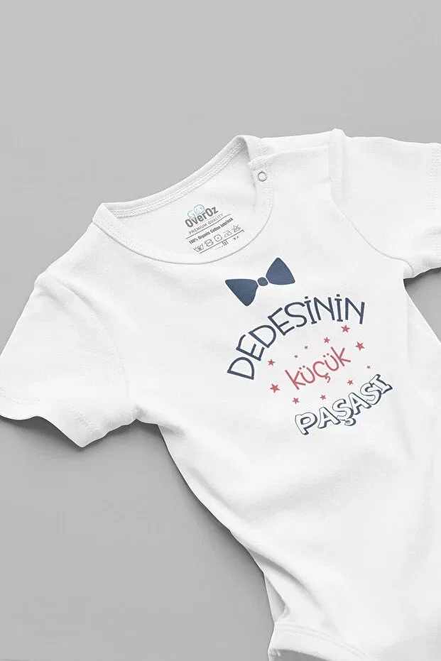 Детское боди с принтом Organic 100% cotton grandfather's little prince written baby bodysuit snap fastener bodysuit 5757 Overoz, White