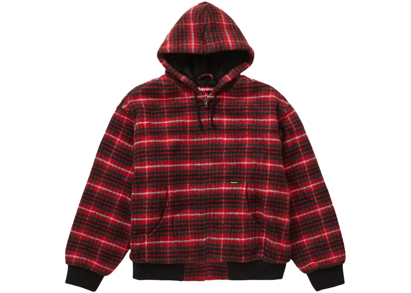 Мужская куртка с капюшоном из шерсти в клетку Supreme, Red
