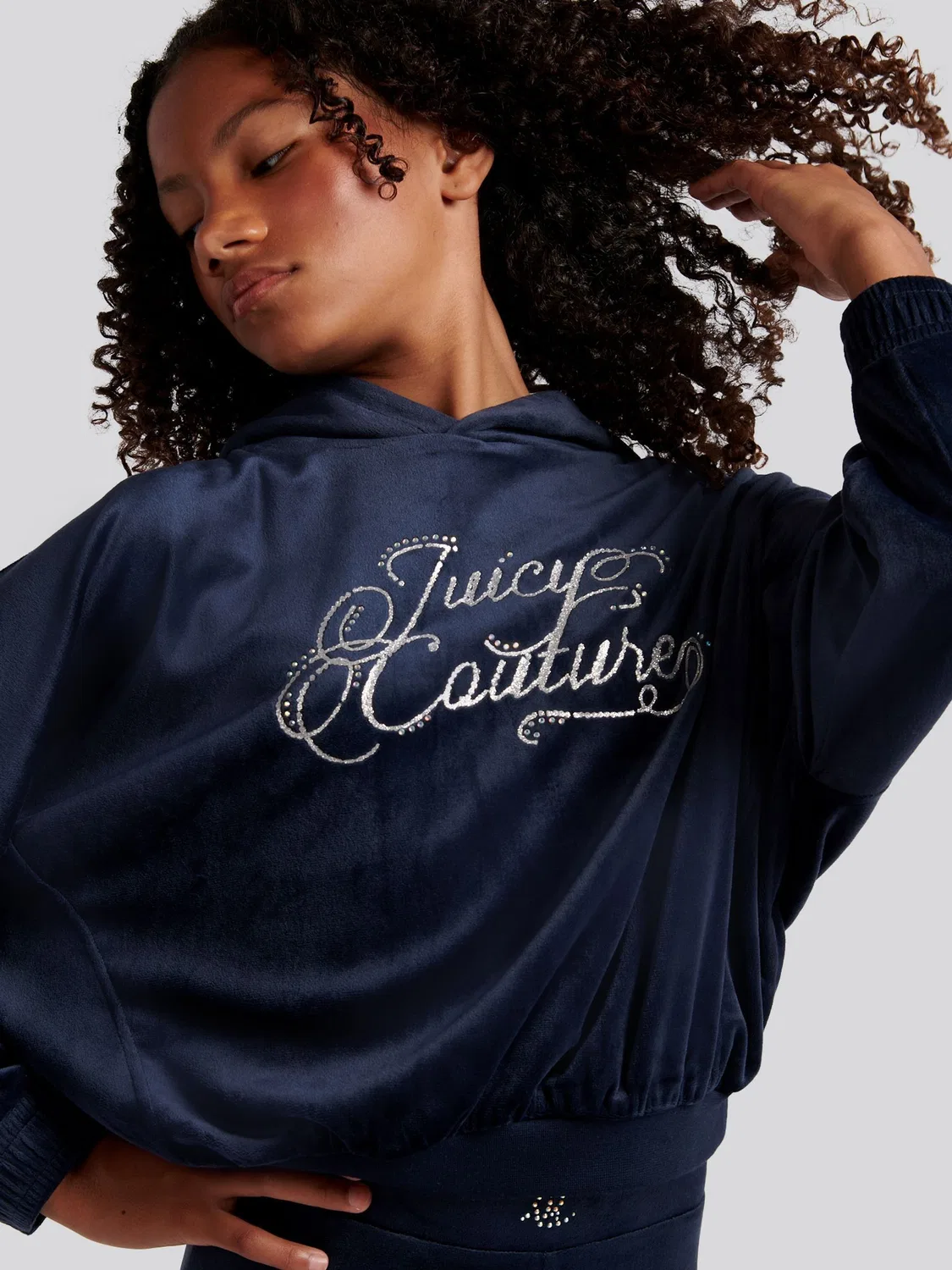 Двухпредметный костюм Relaxed Over-The-Head Hood & Velour Leggings Set Juicy Couture, синий