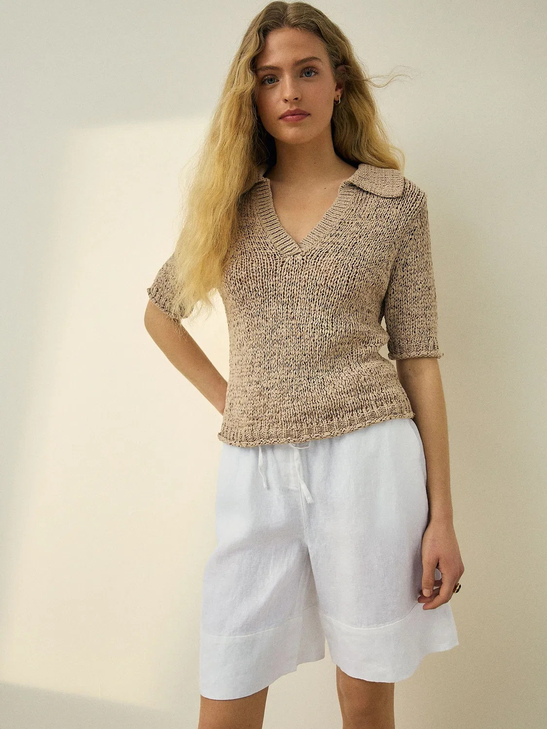 Шорты бермуды из льна Premium Linen Next, белый