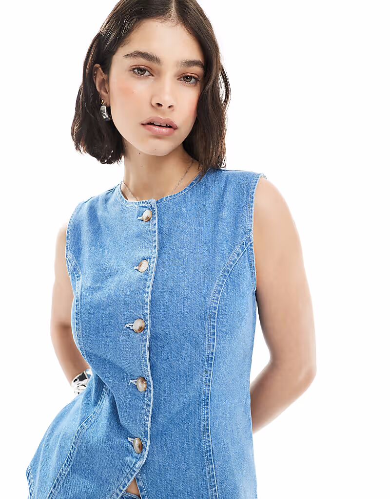 

Жилет с круглым вырезом, цвет светлый полуотбеленный Asos Design