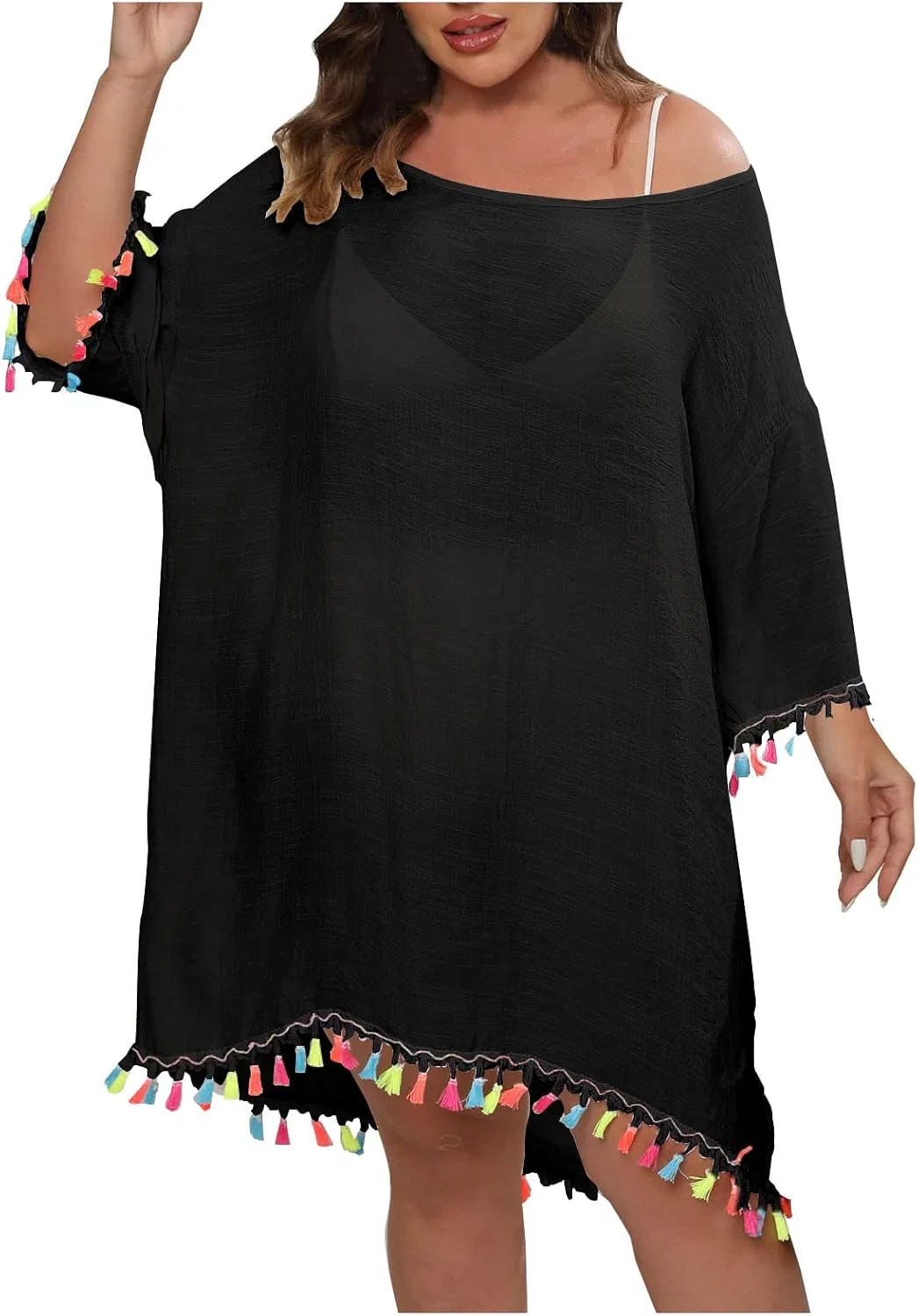 Женский пляжный парео Oversize плюс сайз, Black