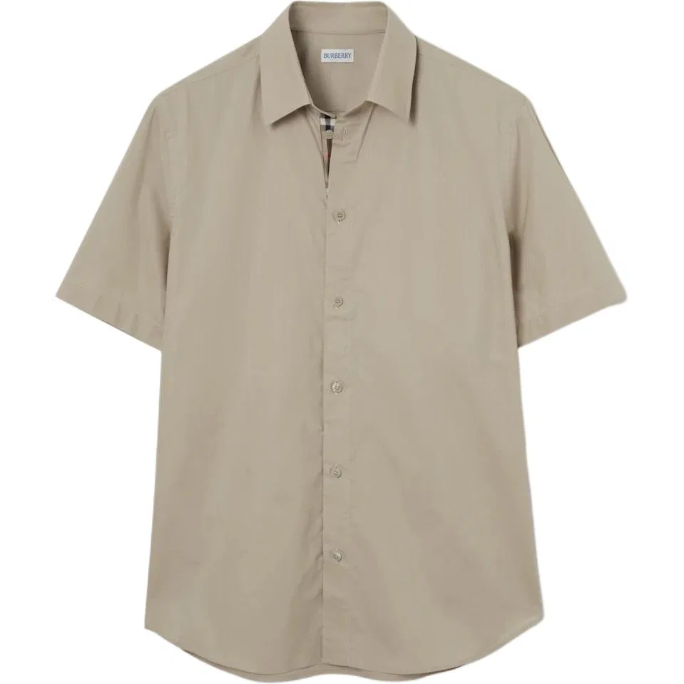 Рубашка мужская Burberry с отложным воротником, стиль high street, Khaki